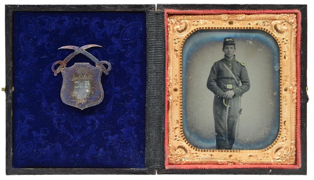 FINE AND RARE CIVIL WAR GROUPING IDENTIFIED TO: O.W. BARTLETT COMPANY B, 1ST MAINE CAVALRY. The 1st Maine Cavalry was one of the hardest fought units of the entire Civil War & lost the greatest number of soldiers killed in action of any cavalry reg