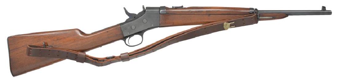 REMINGTON ROLLING BLOCK SRC.: Cal. 7mm. NSN. Bbl. 20 1/2" w/ blade front sight & adj. rear sight. Top of bbl. marked "276". Left side of receiver has bar w/ saddle ring. Top of rear tang marked "REMINGTON ARMS CO. ILION, N.Y. U.S.