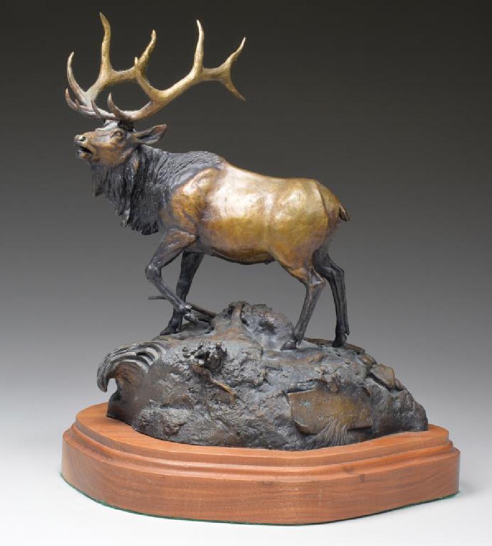 BEAUTIFUL BRONZE ELK SCULPTURE BY ROUSER.
