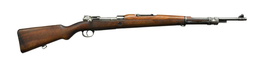 FN MODEL 50 L BELGIAN BOLT ACTION RIFLE.: CAL. 30-06. S# 081. Bbl. 23.6". Front receiver ring has "Crown L" for King Leopold III of Belgium along w/ "ABL & 1951". Walnut stock w/ 7 grooves in buttplate. Matching numbered stock & bolt handle. 