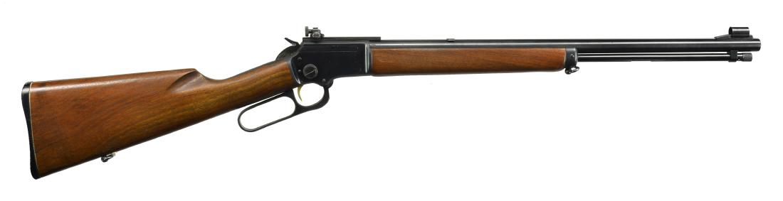 MARLIN MODEL 39A MOUNTIE LEVER ACTION RIFLE.: Cal. 22 S, L, LR. S# Y12649. Bbl. 20" rnd. Lyman 68MC receiver sight, hooded ramp style front sight & filler in rear sight dovetail. Blued action, bbl., mag. tube & lever. Gold washed trigger. Uncheck