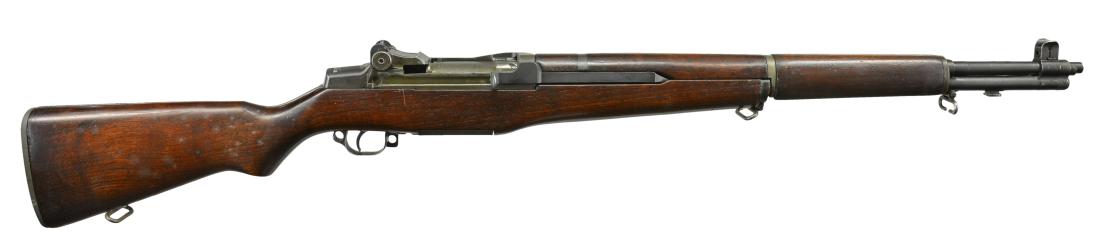 WINCHESTER M1 GARAND SEMI AUTO RIFLE.: Cal. 30-06. S# 1260338. Bbl. 24", marked "SA 11 63". Bolt marked "SA". Op rod marked "535382". Flush nut windage knob. Aperture rear sight. Blade front sight w/ protective ears. Cross slot gas cyl. lo