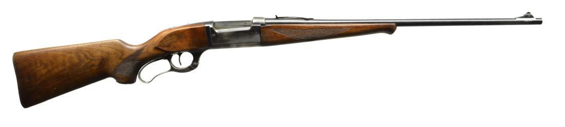 SAVAGE MODEL 99EG LEVER ACTION RIFLE.: Cal. 300 Sav. S# 730226. Bbl. 24" w/ integral front ramp having Lyman white bead plus Savage sporting rear filed flat on top & no elevator. Mfg. 1954 w/ serrated steel buttplate, case colored lever, s