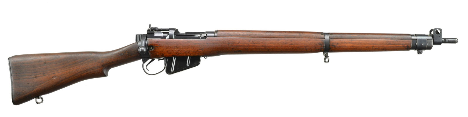 LONGBRANCH No. 4 MK I* BOLT ACTION RIFLE.: Cal. 303 Brit. S# 80L9835. Bbl. 25", import marked on bottom. Numbers match on receiver & bolt. Receiver marked on left side "No 4 MK I* LONG BRANCH 1944". Left side of butt socket marked "L22". Stamp