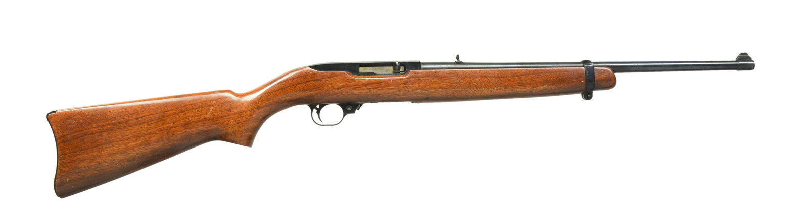 RUGER S# 705 MODEL10/22 SEMI AUTO CARBINE.: Cal. 22 LR. S# 705. Bbl. 18 1/2" w/ Southport address having "CO" but w/out "INC". Brass bead front sight & folding rear w/ white diamond. Proper walnut carbine stock w/ back slant cut forend plus alu