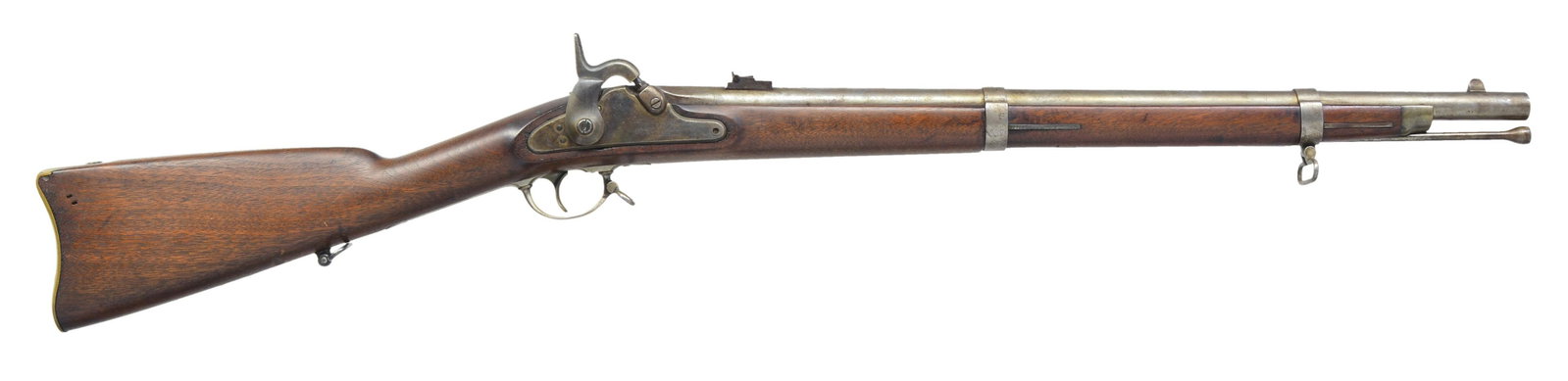 COMPOSITE RICHMOND ARMORY MUZZLELOADING PERCUSSION: CARBINE. Cal. 58. NSN. This gun is in the correct configuration for Richmond Armory carbines w/ 25" bbl. w/ 3 sling swivels, brass buttplate & pinched front sight. CONDITION: fine overall as assembled