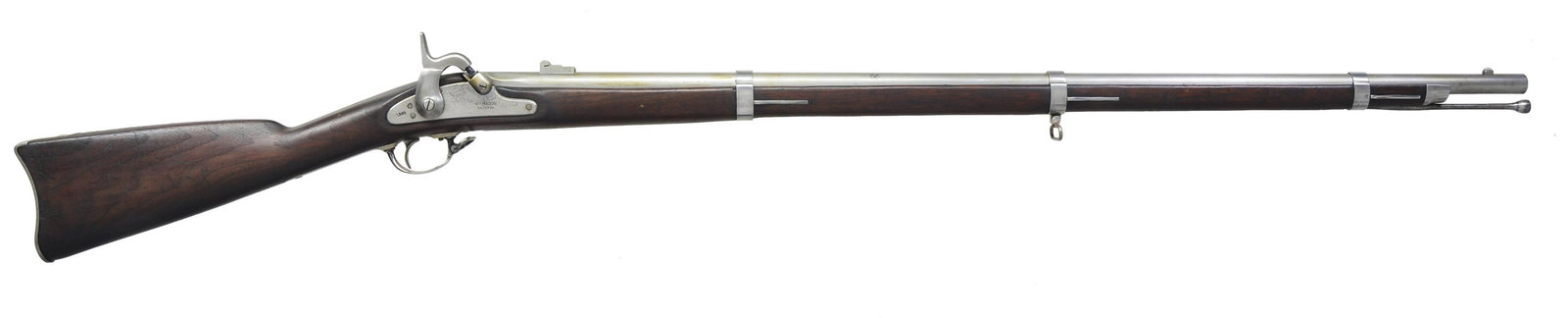 WILLIAM MASON CONTRACT MODEL 1861 RIFLE MUSKET.: Cal. 58. NSN. This is an attractive example of the William Mason, Taunton, Massachusetts produced 1861 rifle musket & standard configuration. This example has matching lock & bbl. dates both well stam