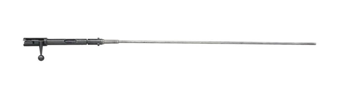 ERMA / ERFURT MAUSER M98 RIMFIRE BOLT ACTION: CONVERSION UNIT. Cal. 22 LR. S# 3381d. Bbl. 26 1/2". Blued finished bolt action unit that replaces centerfire bolt. MAGS: NONE. CONDITION: polished bbl. portion shows some scattered spots of very ligh