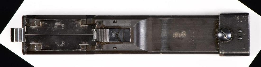 MG34 TROMMELHALTER.: The Trommelhalter is a very rare & desirable accessory for the German MG34 belt fed Machine Gun that allows the use of the 75-rd. saddle drum in place of belts. This top cover was most often used in a