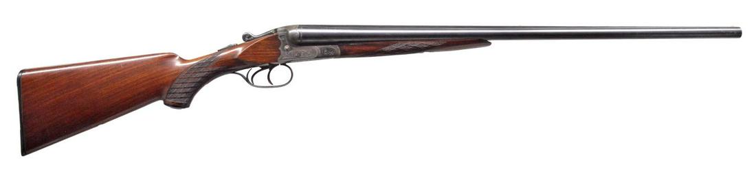 20 GAUGE J. P. SAUER MODEL "ROYAL" SHOTGUN.: Cal. 20 Ga. S# 249116. Bbls. 26" Shoe lump, are marked "Royal" & w/ Sauer information on tops. Raised, matted rib holds 2 ivory beads. Bbl. flats are stamped w/ 1961 German nitro proofs. Casehardened
