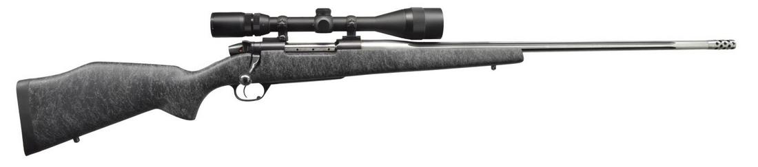 WEATHERBY MARK V ACCUMARK BOLT ACTION RIFLE.: Cal. 30-378 Wby. Mag. S# SB035839. Bbl. 28" free floated of fluted stainless steel w/ Accubrake. 9 Locking lug Mark V action. LXX trigger. Hand laminated Monte Carlo cheekpiece composite stock w/ matt