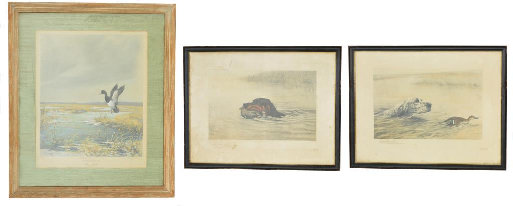3 DESIRABLE FRAMED SPORTING PRINTS BY DANCHIN &: CLARK. Léon Danchin (1887-1938) was a French artist famous for his animal drawings, mostly featuring sporting dogs. Danchin was born in Lille (France) then moved to Chantilly (France) near Paris. His