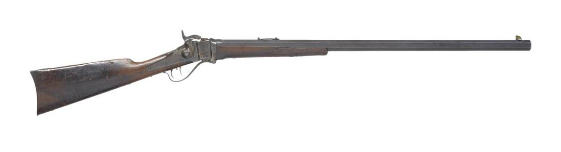 1874 BRIDGEPORT SHARPS SINGLE SHOT BUFFALO RIFLE.: Cal. 40-90 Sharps Necked. S# 155251. Bbl. 30” medium weight oct. marked “Old Reliable” & “SHARPS RIFLE CO. BRIDGEPORT. CONN." on top flat & “CAL. 40 2 5/8” (40 90 Bottle neck) on left flat