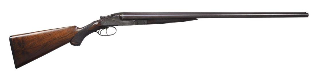 SCARCE SMALL BORE ANTIQUE LEFEVER ARMS CO. "EE": GRADE SHOTGUN "AS FOUND". Cal. 16 Ga., 2 1/2". S# 19887 (ca. 1896). Bbl. 28". Lefever Arms Co. made very few small bore guns. They were given a smaller frame denoted by 2 "x"s stamped on water table.