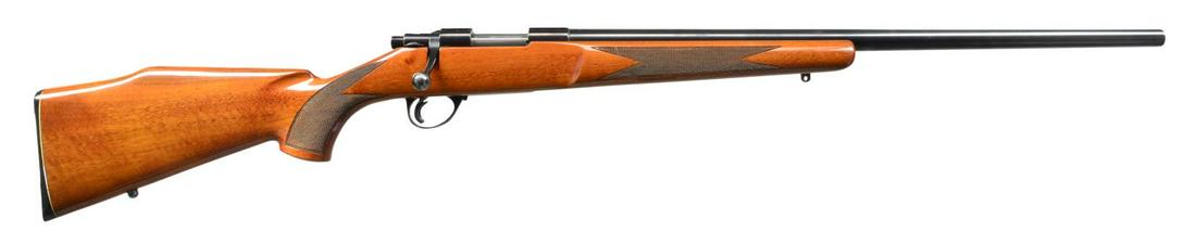 SAKO L461 VIXEN BOLT ACTION VARMINT RIFLE.: Cal. 222 Rem. S# 124952. Bbl. 24" heavy varmint weight w/out sights. Action has integral scope mts. w/ sliding safety & hinged floorplate. Trigger has added wide shoe. Monte Carlo cheekpiece Varmint s