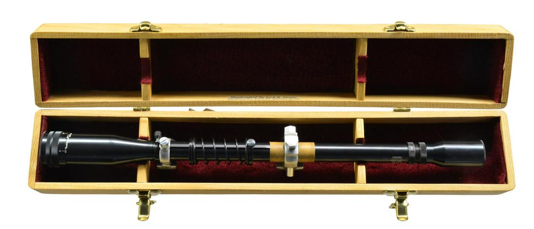 UNERTL 12X 1.5" VARMINT SCOPE.: S# 73654. Mfg. 1950-1985 w/ 7/8" tube, 1 1/4" eyepiece & 1 1/2" AO bell. Offered in powers of 6, 8,10 or 12. Natural aluminum finished dehorned target mts. w/ recoil spring & stops. Standard cross wir