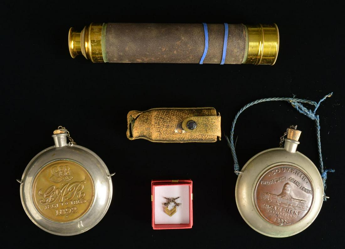 ANTIQUE FIRE LIGHT, BRITISH BAYONET & MILITARIA: RELATED ITEMS. 1) ANTIQUE FIRE LIGHT. A patented US fire lighter measuring 29" in length. A unique device fueled by removing the screw at the end of the tube. The opposite end has a nipple for the fli