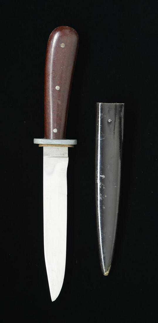 WW2 GERMAN BOOT KNIFE BY PUMA.: Overall length: 10 1/4". Blade length: 5 1/2". A nice example of a WWII German fighting knife or boot knife. Blade is marked at the ricasso, â€œLaGUSSTAHL PUMA SOLIGNEN”. There is a rudiment