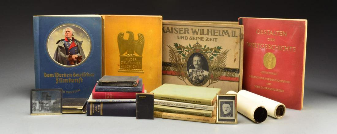 LARGE GROUP OF WWII GERMAN PHOTOS, PUBLICATIONS &: EPHEMERA. This varied group of mostly paperwork & ephemera includes 4 lg. 14 1/2” x 12” x 1 1/4" boxes filled w/ mostly German photographs of WWII w/ some American photos mixed in & a vari
