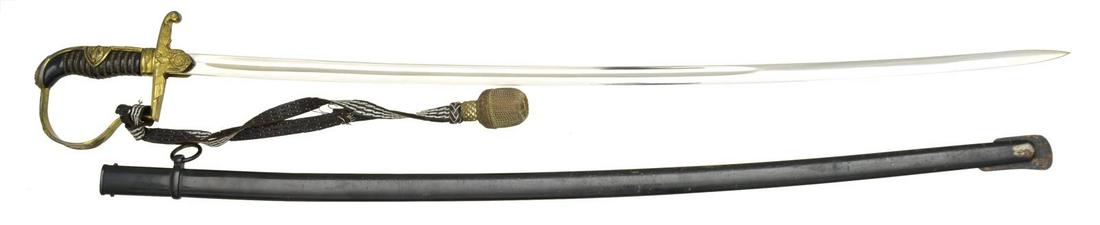 WWII GERMAN PRINCE EUGEN STYLE ARMY OFFICERâ€™S: SWORD. Overall length: 36 3/4". Blade length: 31". Single fullered blade stamped at the ricasso, â€œORIGINAL (squirrel) EICKHORN SOLINGEN”. Gilded brass hilt w/ lg. spread winged German eagl