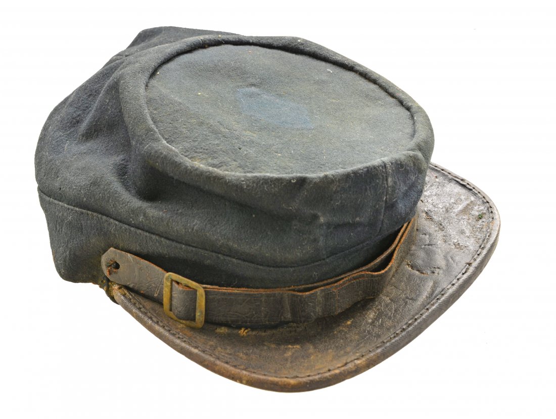 GROUP OF CIVIL WAR & POST CIVIL WAR MILITARIA &: RELATED ITEMS. This group includes 1 Indian War infantry officerâ€™s kepi w/ no insignia. / 1 Indian War cavalry officerâ€™s kepi. / 1 Late Civil War or early Indian War cavalry officerâ€