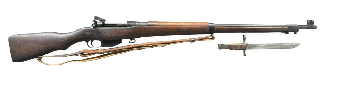 WORLD WAR I CANADIAN ROSS M-10 STRAIGHT PULL BOLT: ACTION RIFLE. Cal. 303 Brit. S# 9731. Bbl. 30 1/2". Ladder aperture rear sight graduated to 1200 yds. Blade front sight w/ protective ears. Receiver ring is marked â€œROSS RIFLE CO. / CANADA / M-1