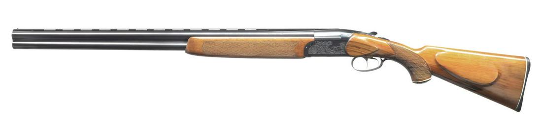 BRNO MODEL 501.2 O/U SHOTGUN.: Cal. 12 Ga. S# 4501-201386. Bbls. 27 1/2" fitted w/ slightly raised VR w/ CZ factory markings on left side of top bbl. along w/ importer, "Bauska". Blued steel action has etched game scenes on sides &