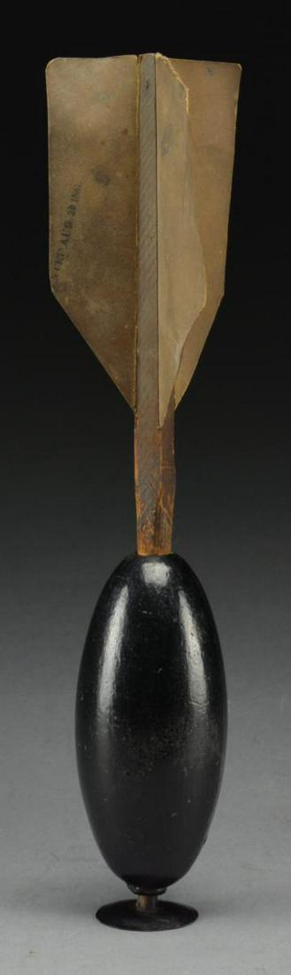 RARE CIVIL WAR 5 POUND KETCHUM GRENADE.: Among the great ordnance oddities of the Civil War were the Ketchum patented hand grenades. They came in three sizes, 5 lbs being the largest. The elongated iron body has a pewter percussion fuse syst