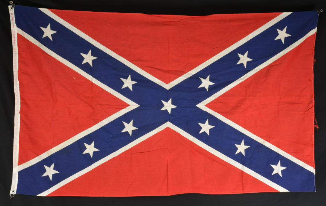 CONFEDERATE BATTLE FLAG THAT WENT TO THE: "SOUTH POLE". 3â€™ x 5â€™ Printed cotton battle flag signed on hoist by donor & â€œSOUTH POLE â€˜79”. Many countries flags have been displayed by tourists visiting Antarctica. 