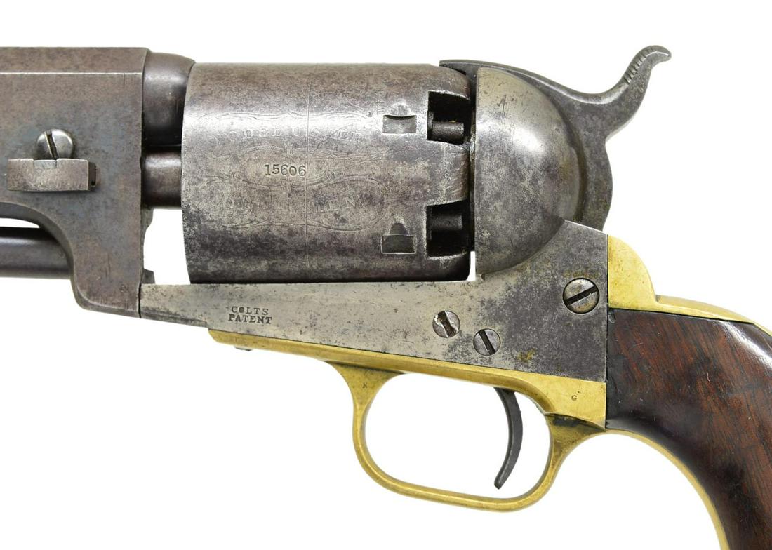 COLT 3RD MODEL DRAGOON REVOLVER.: Cal. 44. S# 15606. Bbl. 7 1/ 2" standard configuration, w/ one line New York address, â€œColts Patent” on the left side of the frame. Matching S#s found on bbl., frame, backstrap, trigger gu