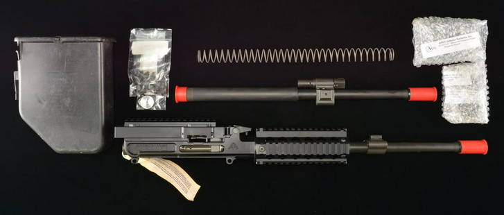 EARLY ARES DEFENSE SHRIKE 5.56 DROP ON BELT FEED: UPPER RECEIVER FOR AR-15 OR M16. Cal. 223. S# B00118. Bbl. 16". The Shrike belt feed conversion system is truly a modern marvel in engineering, allowing an upgrade to the US militaries primary