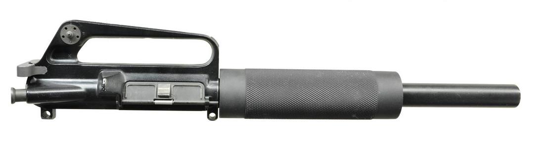 COMPLETE INTEGRALLY SUPPRESSED RIMFIRE UPPER: RECEIVER FOR AR-15 OR M16. Cal. 22LR. S# XA22. A drop on 22LR sub caliber conversion for the .223 AR-15 or M16. A complete assembly consisting of the upper receiver, an integrally suppressed bbl.,