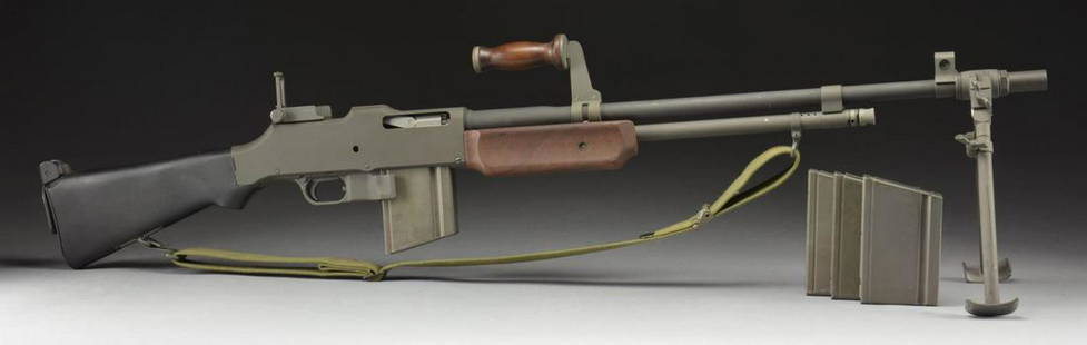 OHIO ORDNANCE BAR 1918 A3 SEMI AUTO RIFLE.: Cal. 30-06. S# 541. Bbl. 27" over flash hider. The BAR was developed by John Browning in 1917 as an air cooled, gas operated, mag. fed, shoulder fired automatic rifle as a requirement for WWI. Early