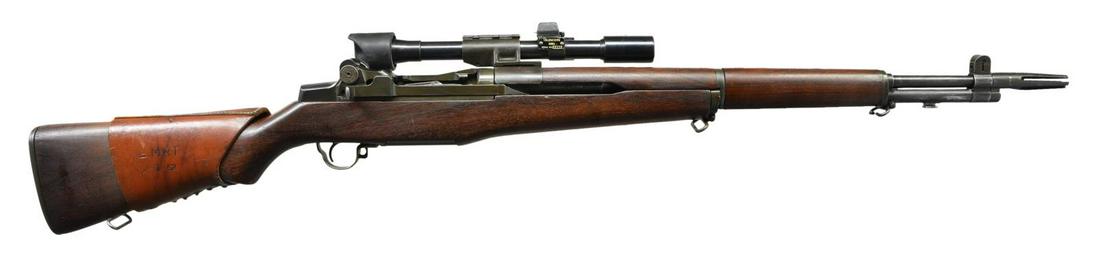 SPRINGFIELD ARMORY M1D GARAND SNIPER RIFLE W/ M84: SCOPE. Cal. 30-06. S# 1521378. 24" Bbl. dated January 1953 has correct drawing number & proofs on bbl. shank & is fitted w/ M1D sight base w/ correct staking of pin. Bbl. fitted w/ M2 four prong