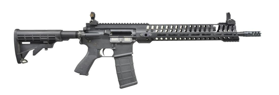 DPMS/POF-USA AR-15 TYPE CARBINE.: Cal. 223. S# F047626. Bbl. 16.5" Mfg. DPMS. A DPMS lower receiver combined w/ a POF-USA upper receiver complete w/ full length rail system, highly touted piston mechanism & E-Square chamber. E2 5.56 N