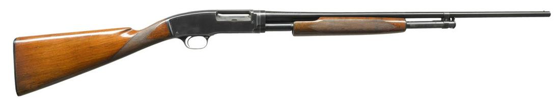 WINCHESTER MODEL 42 PRE WWII SKEET GRADE PUMP: SHOTGUN. Cal. 410, 3". S# 12925. Bbl. 26" plain w/ fixed Skeet choke. Steel bead. Beavertail forearm & straight grip walnut Skeet style stock w/ target grade hand checkering. LOP: 13 3/4" over