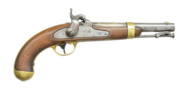 CONFEDERATE PALMETTO PISTOL.: Cal. 54. NSN. Bbl. 8.5". This fine example was from the collection of Dr. Fred Novy, the authority on William Glaze & the Palmetto Armory. He has studied & made notes on over 114 of these pistols &