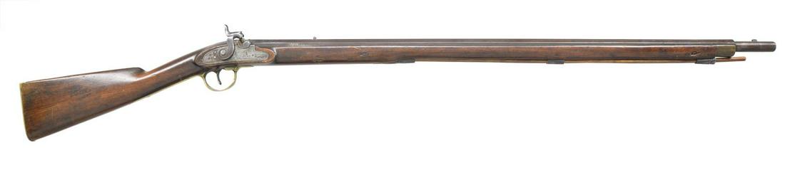 EXTREMELY RARE & FINE CONFEDERATE MILITARIZED: "TENNESSEE RIFLE".S#. 88. Cal. 54. 52.5” overall, 37” octagonal barrel turned round at muzzle for angular bayonet. This rifle was one of 102 rifles delivered to Nashville Arsenal in