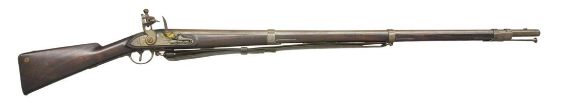 VERY FINE VIRGINIA MANUFACTORY FLINTLOCK MUSKET.: Cal. 69. NSN. Bbl. 42". Standard configuration, â€œP” proof at breech, iron mounted. Lock w/ crisp â€œVIRGINIA / Manufactory” forward of cock & stamped vertically at tail of lock: