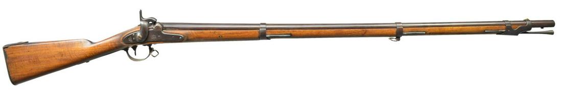 MODEL 1842 U.S. PERCUSSION MUSKET BY SPRINGFIELD.: Cal. 69. NSN. Standard configuration w/ 42" bbl. having "V", "P" & eagle head proofs at rear & 1847 date on tang. Percussion lock has eagle & "US" on plate in front of hammer. Rear marked "SPRING" "FI