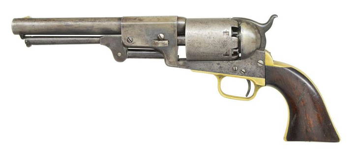 COLT 3RD MODEL DRAGOON REVOLVER.: Cal. 44. S# 11786. Bbl. 7 1/2" rnd. in standard configuration w/ oct. lug, 1-line New York address, â€œColts Patent” & sm. â€œUS” on the left side of frame. Matching S#s found on