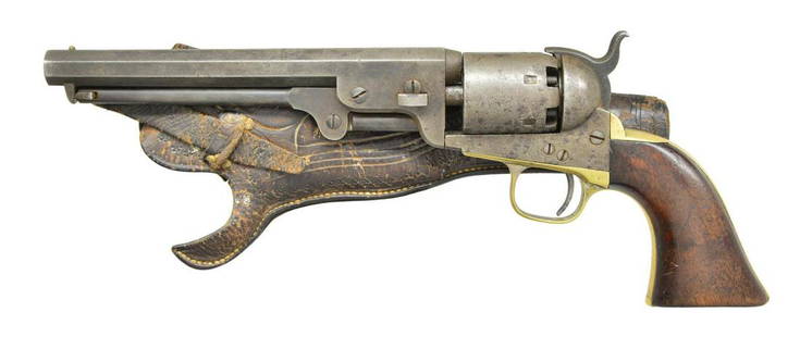 EARLY WAR, POSSIBLY SOUTHERN, COLT MODEL 1851 NAVY: HARTFORD REVOLVER. Cal. 36. S# 98023. Bbl. 7 1/2". This is a standard Colt Navy revolver w/ one line Hartford address made in 1861 where many guns in this serial range were shipped south. This is an