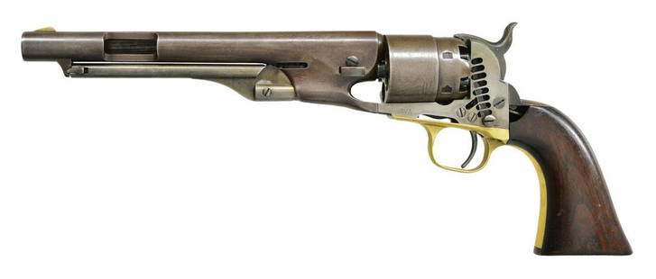 EXTREMELY RARE COLT 1860 ARMY SEDGLEY CUTAWAY: REVOLVER. Cal. 44. S# 11474. Martially marked Colt revolver altered by the R. F. Sedgley company of Philadelphia. The business started in 1897, was best known for their Springfield 1903 Sporters. Bott