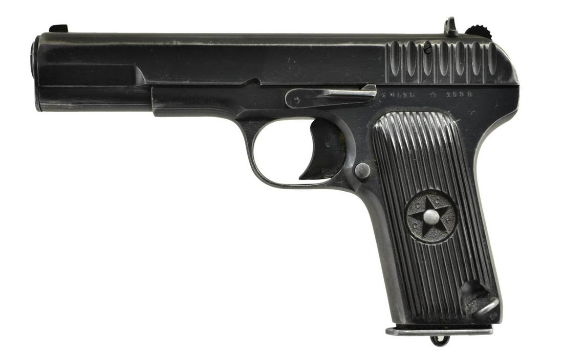 RUSSIAN BRINGBACK TULA TT-33 TOKAREV PISTOL.: Cal. 7.62x25mm. S# YM515. Bbl. 4.75". Mfg. 1938. An exemplary Russian Tula, TT-33 Pistol. No visible import marks, nor has it been modified for the required safety to be installed, such as on imported