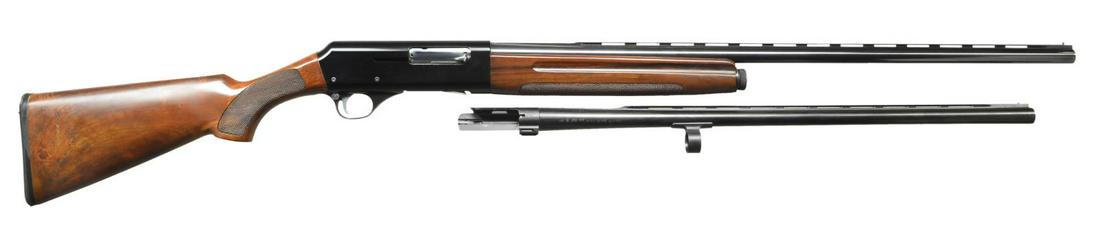 FRANCHI 48 AL FIELD SEMI AUTO SHOTGUN.: Cal. 20 Ga., 2 3/4". S# C39535 (XX9 = 1973). Bbl. 28" w/ VR & bright bead. Long recoil action w/ alloy receiver. Satin finished checkered walnut stock set. LOP: 14 3/4" to black Old English pad. Impor