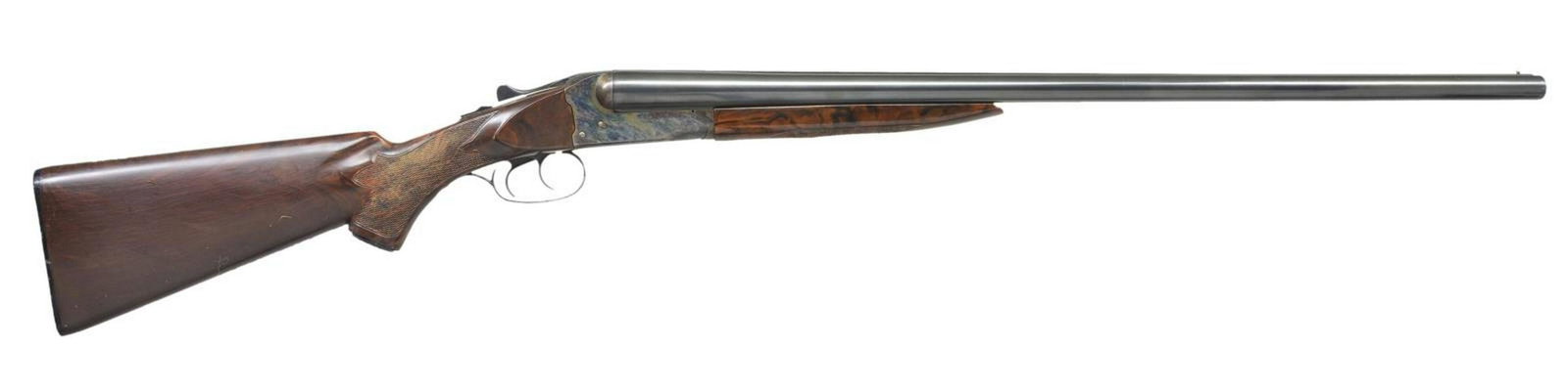 SAVAGE / STEVENS MODEL 311 SXS SHOTGUN.: Cal. 12 Ga., 2 3/4". NSN ("E"= approx. 1953). The 28" bbls. have have grooved rib & bright bead. Full & Mod chokes. 5100 Case colored action w/ dbl. triggers, extractors & automatic safety. Tenite sto