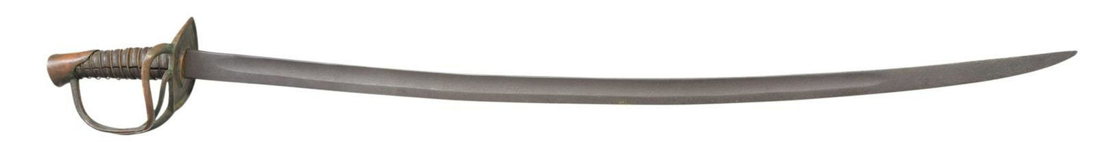 FROELICH “CONFEDERATE STATES ARMORY” CONFEDERATE: CAVALRY SABER. 34.5” unstopped fuller blade, rounded top. Classic Louis Froelich, Kenansville, North Carolina pointed hilt and plain flat sided pommel, Roman numeral “XII” cut into g