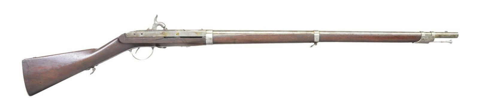 US M1841 HALL BREECH LOADING PERCUSSION RIFLE BY: HARPER’S FERRY. Cal. 52. NSN. Bbl. 32 5/8”. This M1841 Hall rifle is nearly identical to the M1819 rifle, except for the breechblock release of the fishtail type. 4,213 of these rifles wer