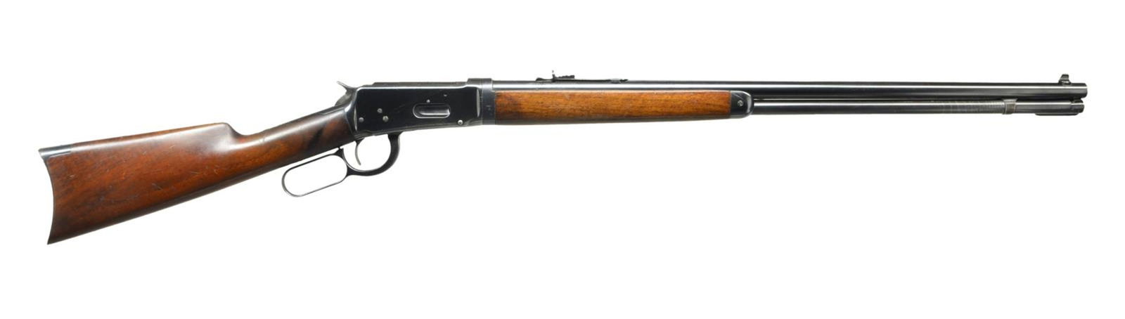 WINCHESTER 1894 TAKEDOWN LEVER ACTION RIFLE.: Cal. 32 WS. S# 131435. Bbl. 26" round w/ marbled replacement bead front sight & original sporting rear sight. Walnut forearms & straight grip stock w/ crescent steel buttplate. Mfg. 1898. CONDITION: a