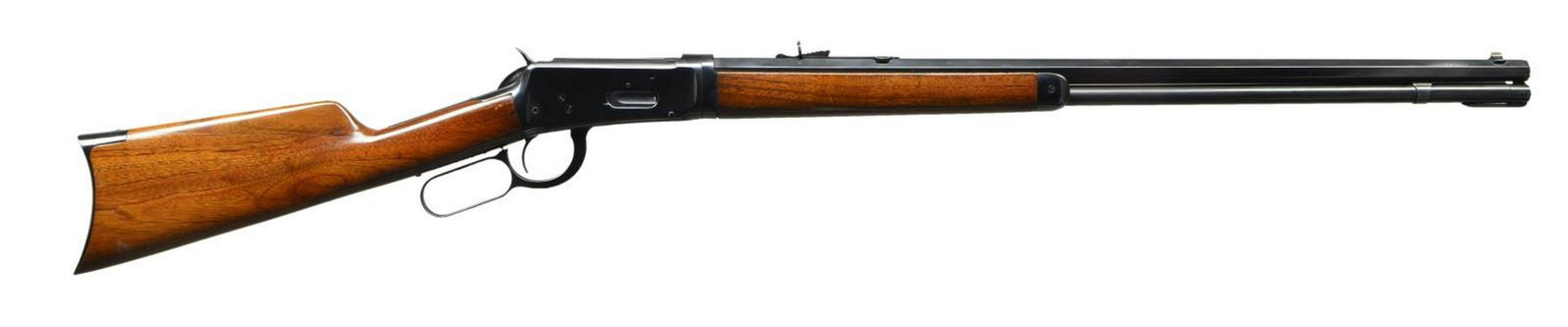 WINCHESTER 1894 TAKEDOWN LEVER ACTION RIFLE.: Cal. 38-55. S#. 429509. Bbl: 26" octagon. Sporting sights. Full length mag. Walnut forend & straight grip stock w/ crescent steel buttplate.1907 mfg. CONDITION: over 94% reblued finish showing some re